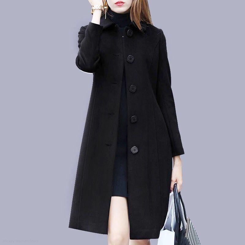 Winter Women's Coat Turn-down Collar Elegant Plus Size Casual Warm Jacket-Maas