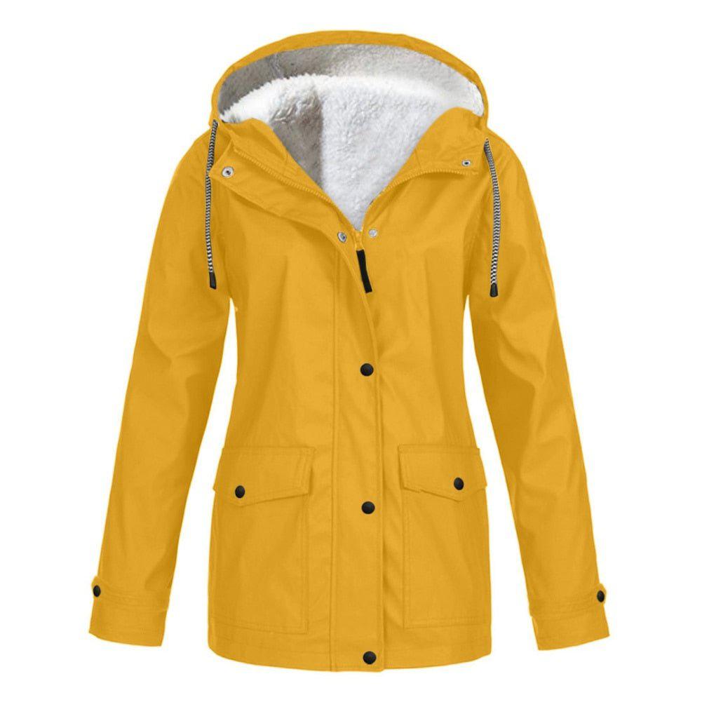 Winter Women's Velvet Outdoor Jacket Windproof Waterproof Hooded Coat-Maas