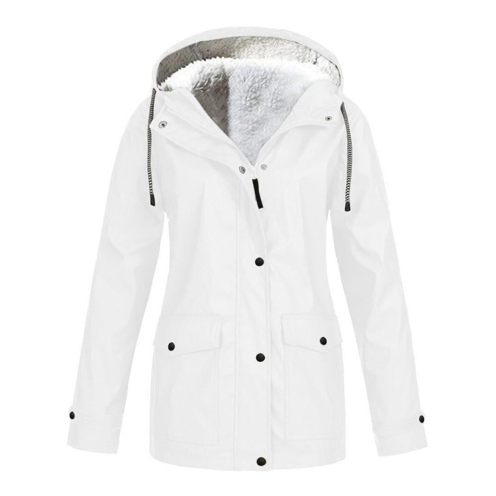 Winter Women's Velvet Outdoor Jacket Windproof Waterproof Hooded Coat-Maas