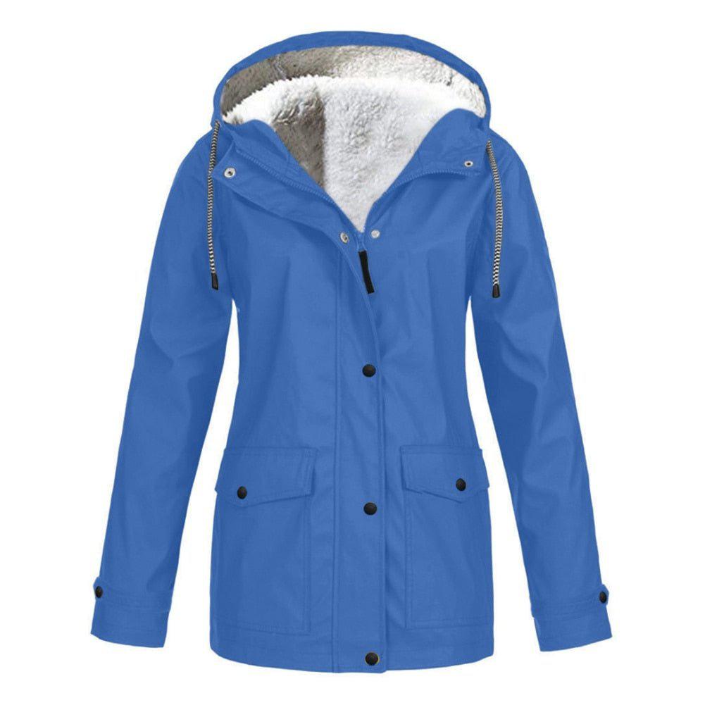 Winter Women's Velvet Outdoor Jacket Windproof Waterproof Hooded Coat-Maas