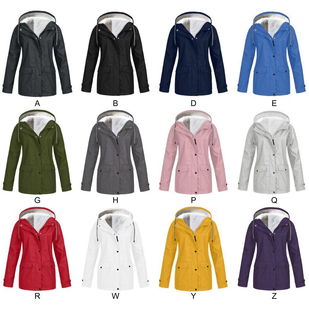 Winter Women's Velvet Outdoor Jacket Windproof Waterproof Hooded Coat-Maas