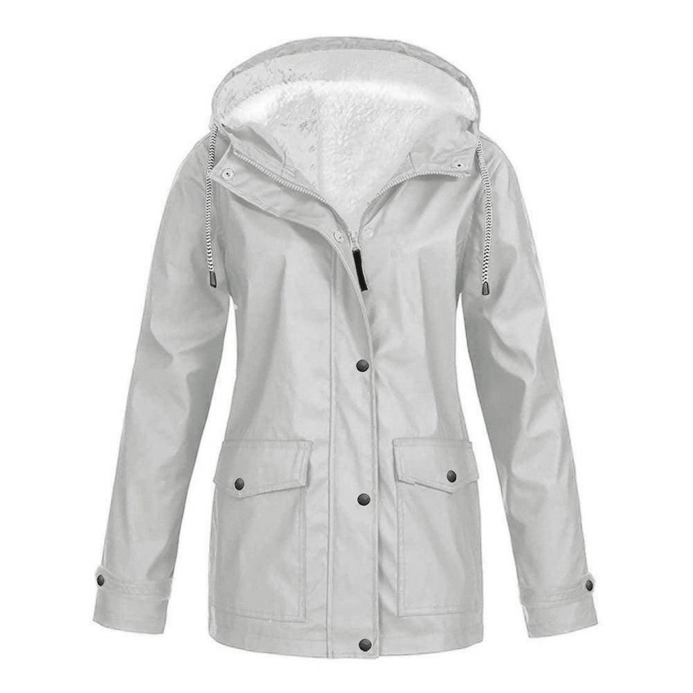 Winter Women's Velvet Outdoor Jacket Windproof Waterproof Hooded Coat-Maas