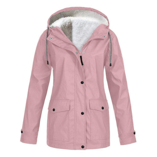 Winter Women's Velvet Outdoor Jacket Windproof Waterproof Hooded Coat-Maas