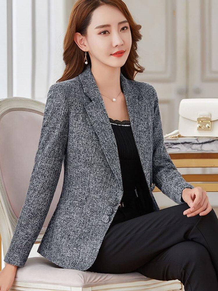 Women's Autumn Blazer Casual Slim fit Single Breasted-Maas