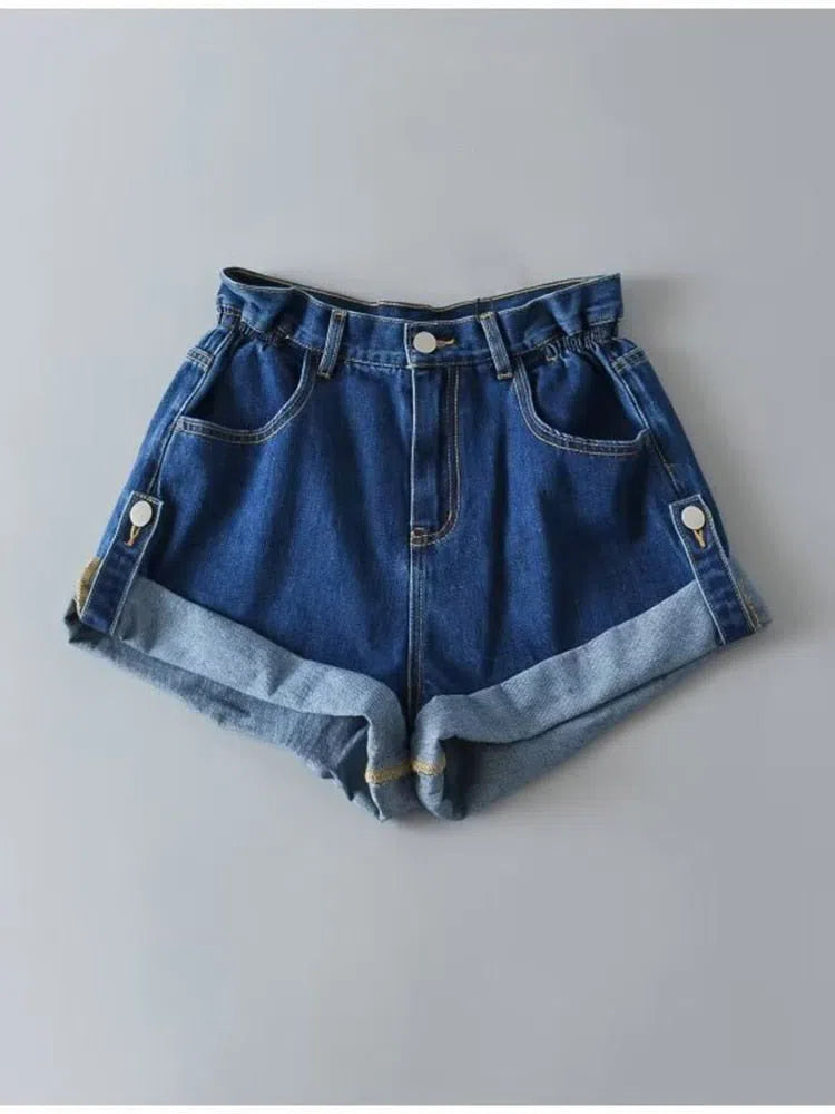 Women's Basic Denim Shorts Trendy Pants High Waist Casual Jeans-Maas