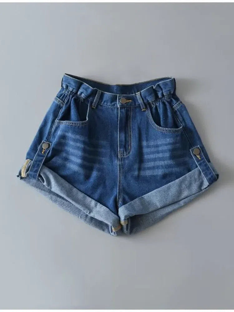 Women's Basic Denim Shorts Trendy Pants High Waist Casual Jeans-Maas