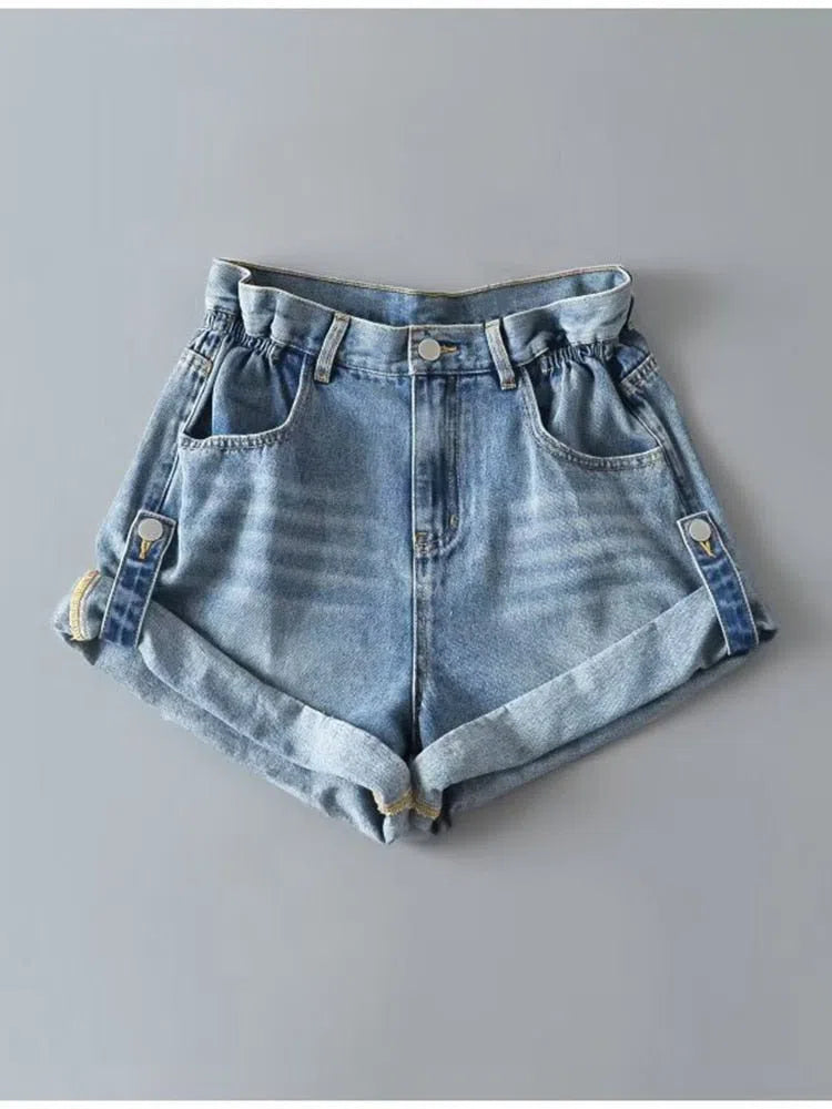 Women's Basic Denim Shorts Trendy Pants High Waist Casual Jeans-Maas