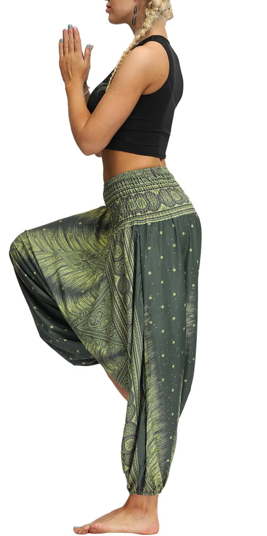 Women's Bohemian Harem Pants Smocked Waist Trousers-Maas