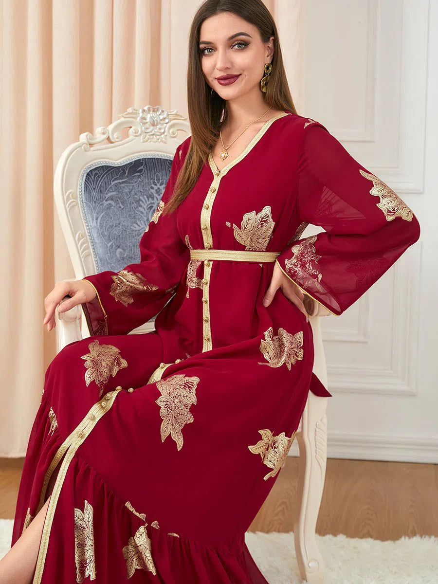 Women's Dress Abaya Women Long Sleeve Muslim's Turkish Moroccan-Maas