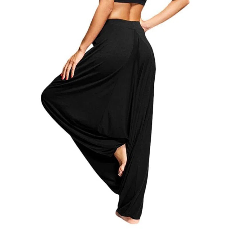 Women's Harem Pants Casual Loose Baggy Solid Color Elastic Waist-Maas