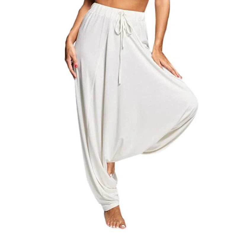 Women's Harem Pants Casual Loose Baggy Solid Color Elastic Waist-Maas