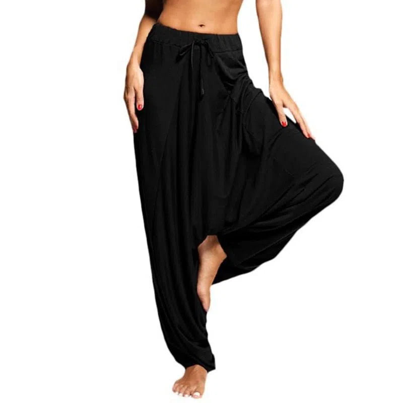 Women's Harem Pants Casual Loose Baggy Solid Color Elastic Waist-Maas