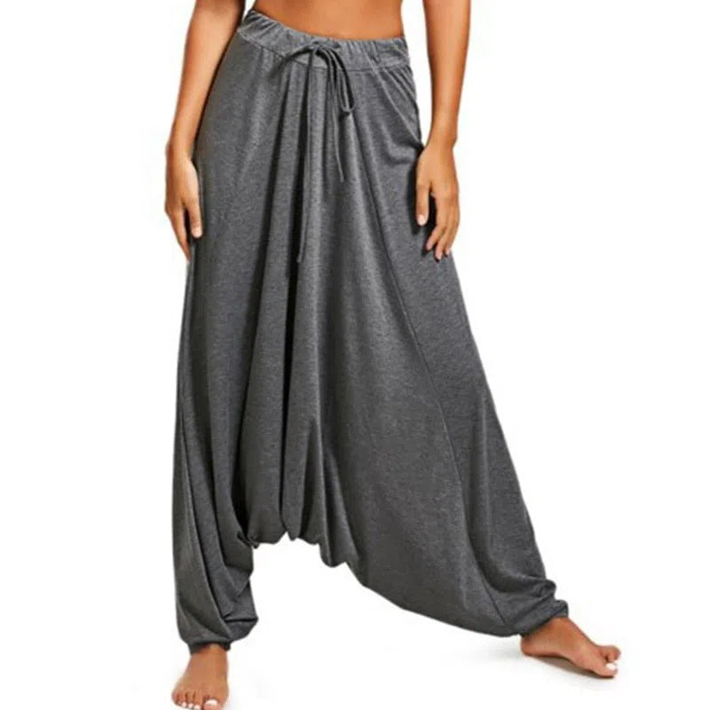 Women's Harem Pants Casual Loose Baggy Solid Color Elastic Waist-Maas