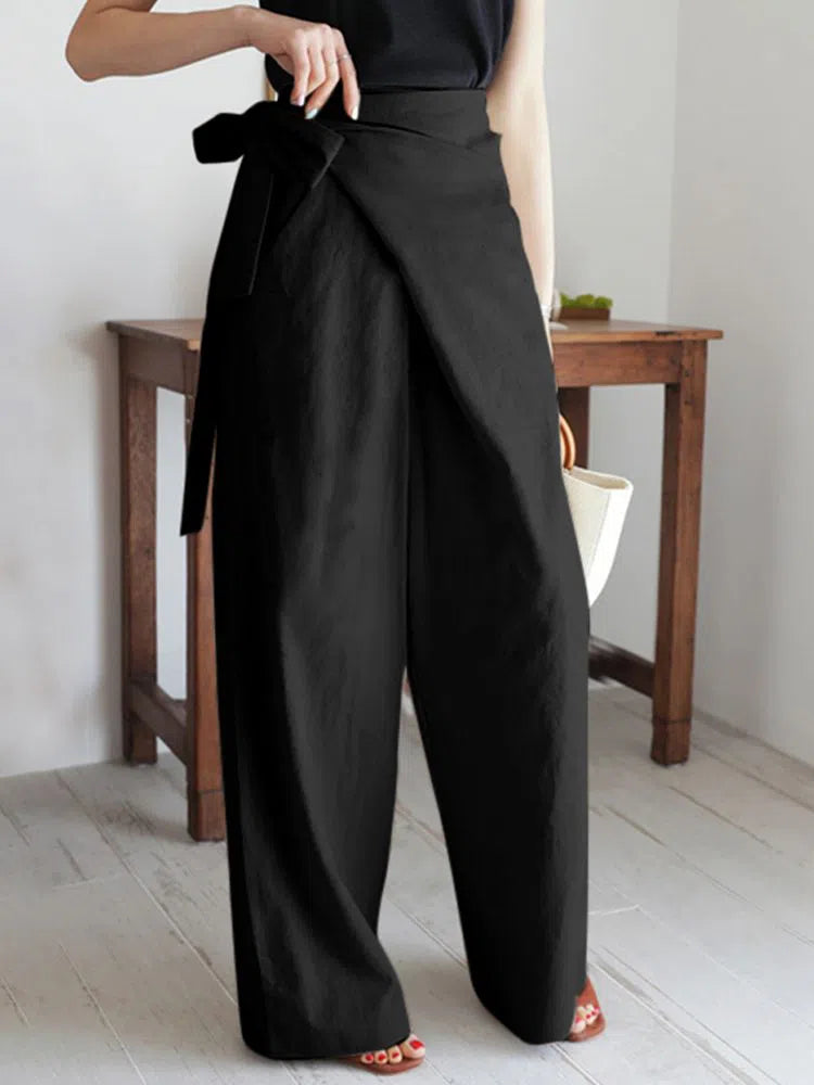 Women's High Waist Pants Cotton Long Trousers Leisure Casual Wide-Maas