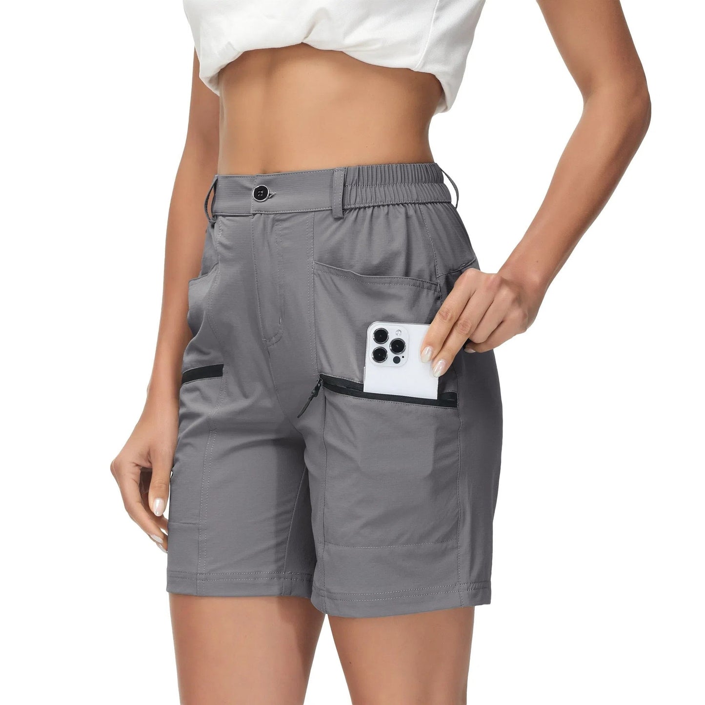 Women's Hiking Cargo Shorts Travel Active Golf with 6 Pockets-Maas