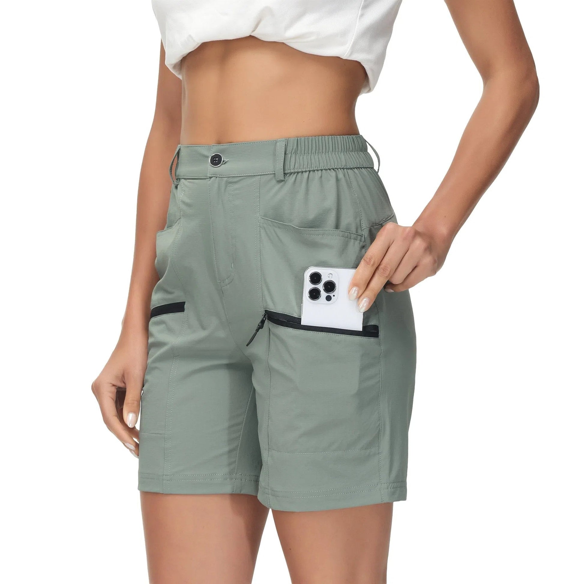 Women's Hiking Cargo Shorts Travel Active Golf with 6 Pockets-Maas