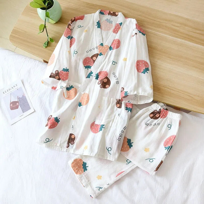 Women's Japanese Style Pajamas Set 100% Cotton Two-Piece-Maas