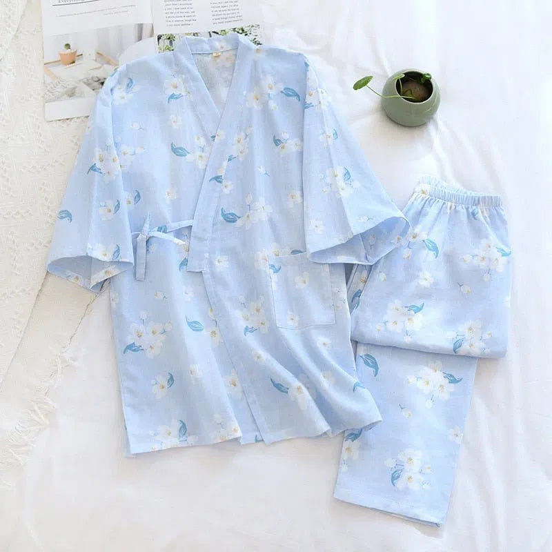 Women's Japanese Style Pajamas Set 100% Cotton Two-Piece-Maas