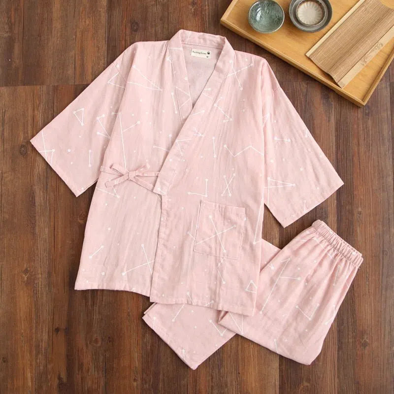 Women's Japanese Style Pajamas Set 100% Cotton Two-Piece-Maas