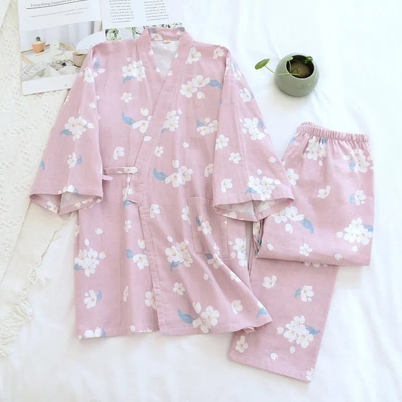 Women's Japanese Style Pajamas Set 100% Cotton Two-Piece-Maas