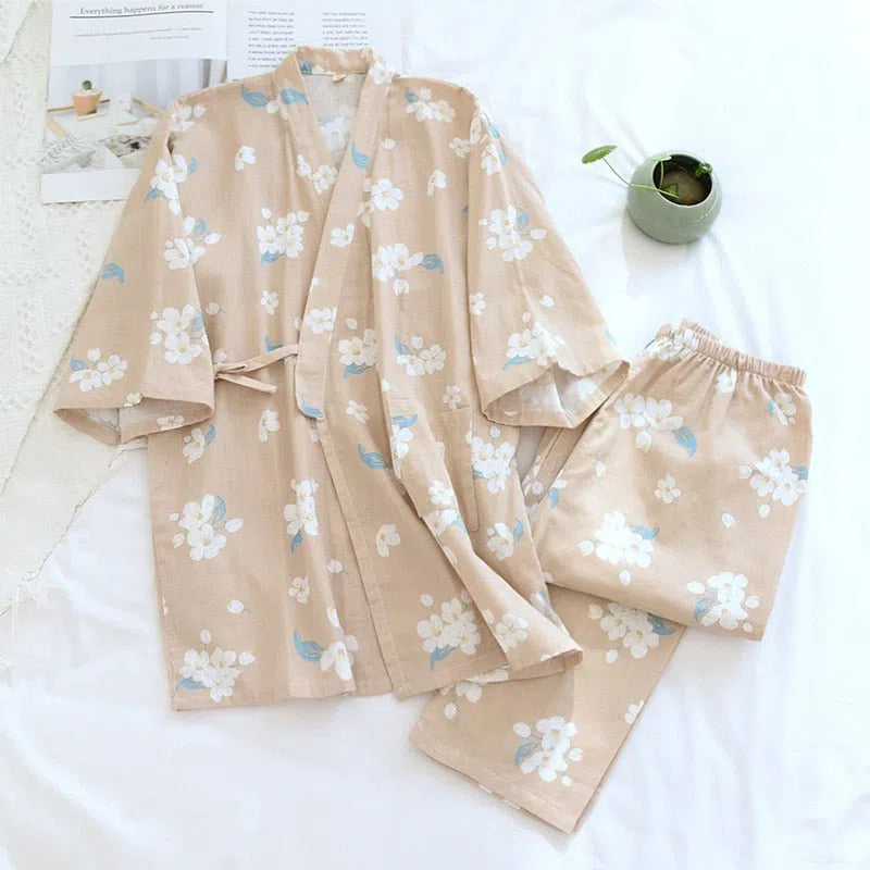 Women's Japanese Style Pajamas Set 100% Cotton Two-Piece-Maas