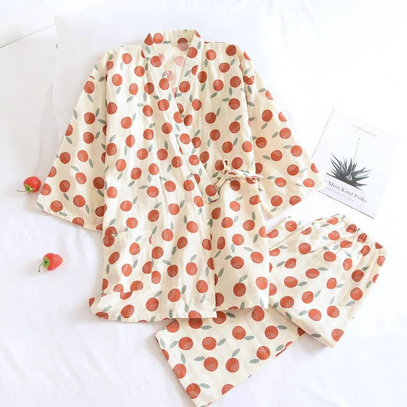 Women's Japanese Style Pajamas Set 100% Cotton Two-Piece-Maas