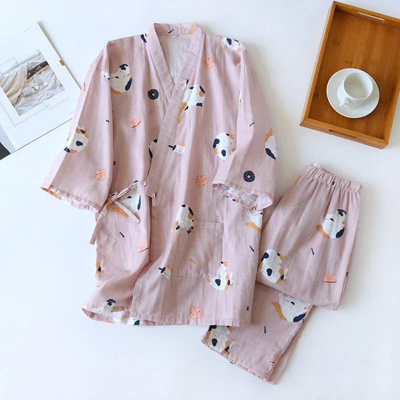 Women's Japanese Style Pajamas Set 100% Cotton Two-Piece-Maas