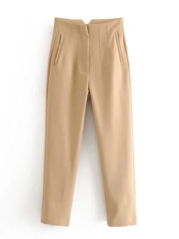 Women's Light Chic Straight Pants Vintage Trousers-Maas