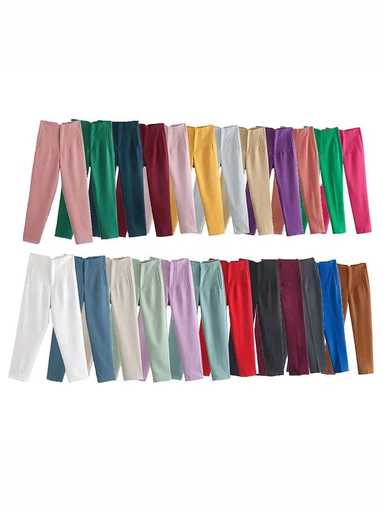 Women's Light Chic Straight Pants Vintage Trousers-Maas