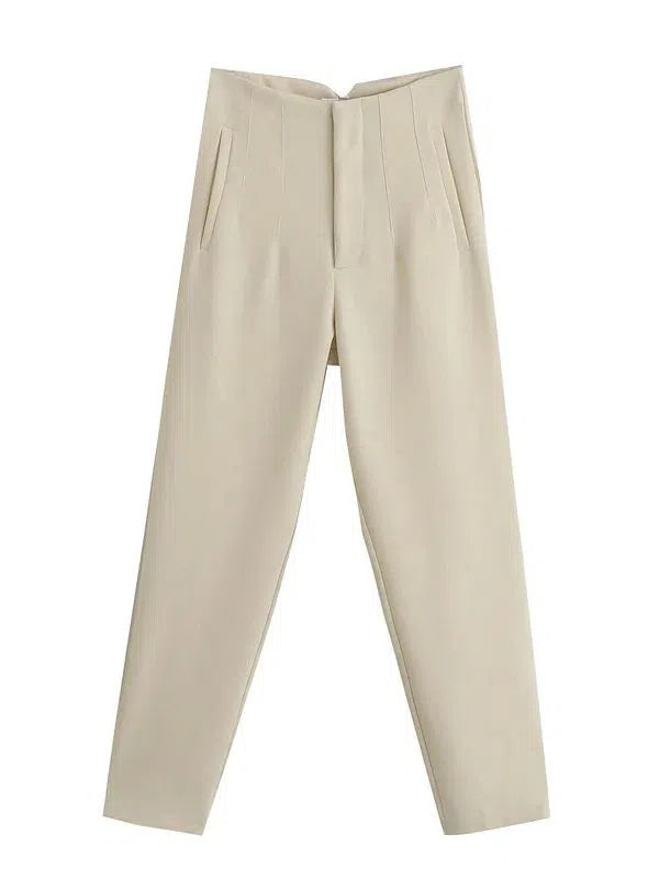 Women's Light Chic Straight Pants Vintage Trousers-Maas