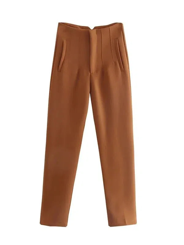 Women's Light Chic Straight Pants Vintage Trousers-Maas