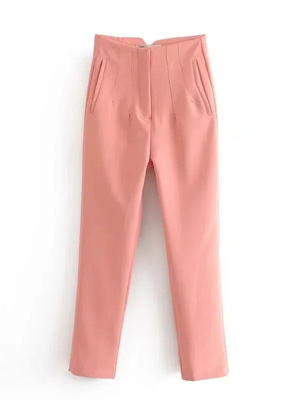 Women's Light Chic Straight Pants Vintage Trousers-Maas