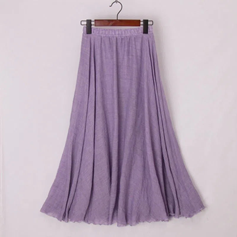 Women's Maxi Skirt Elastic High Waist Pleated Beach Skirts Boho-Maas