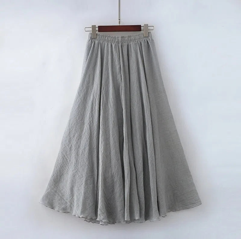 Women's Maxi Skirt Elastic High Waist Pleated Beach Skirts Boho-Maas