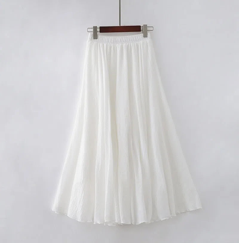 Women's Maxi Skirt Elastic High Waist Pleated Beach Skirts Boho-Maas