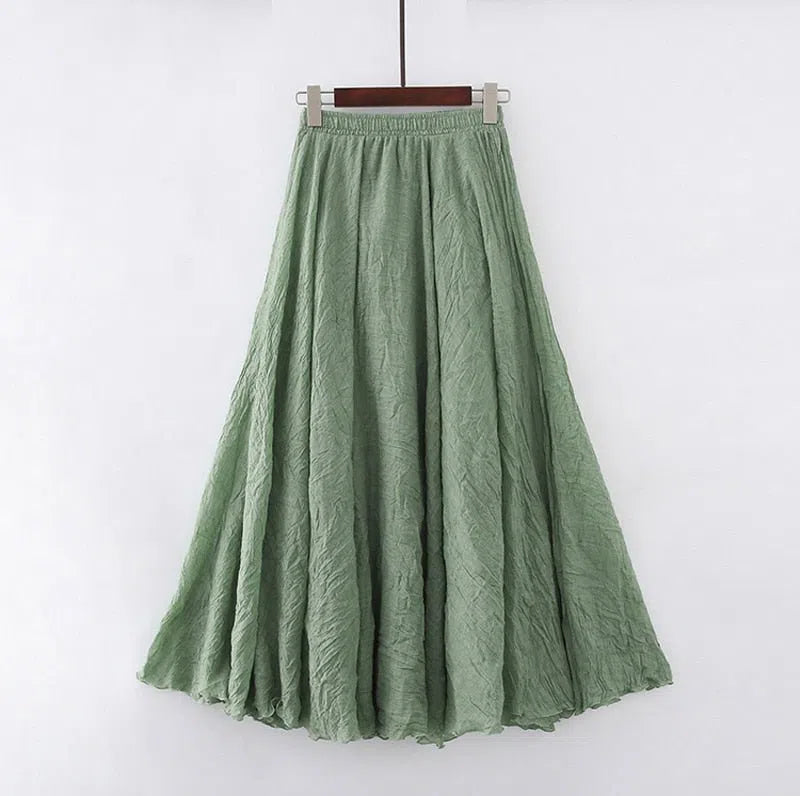 Women's Maxi Skirt Elastic High Waist Pleated Beach Skirts Boho-Maas