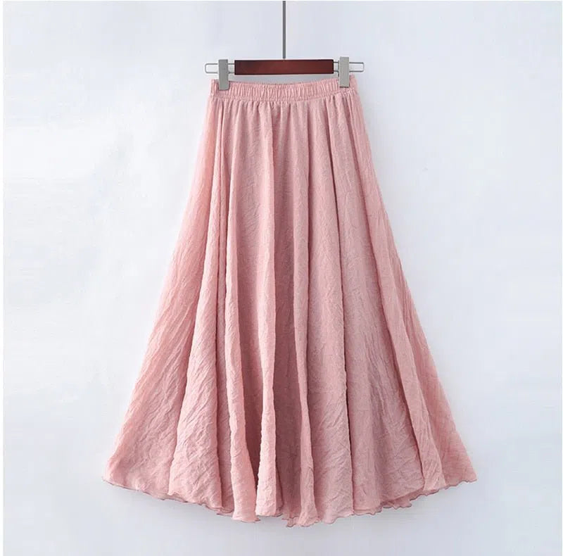 Women's Maxi Skirt Elastic High Waist Pleated Beach Skirts Boho-Maas