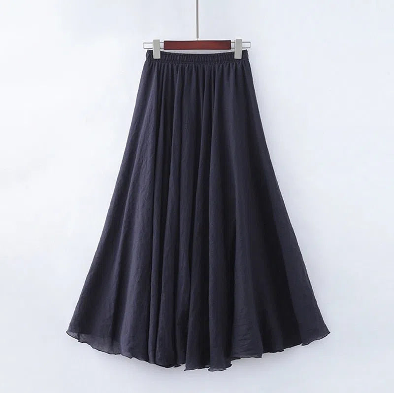 Women's Maxi Skirt Elastic High Waist Pleated Beach Skirts Boho-Maas