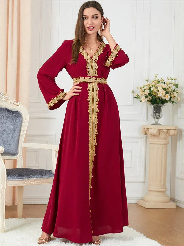 Women's Muslim's Abaya Turkish Moroccan Arabic Long Dress-Maas