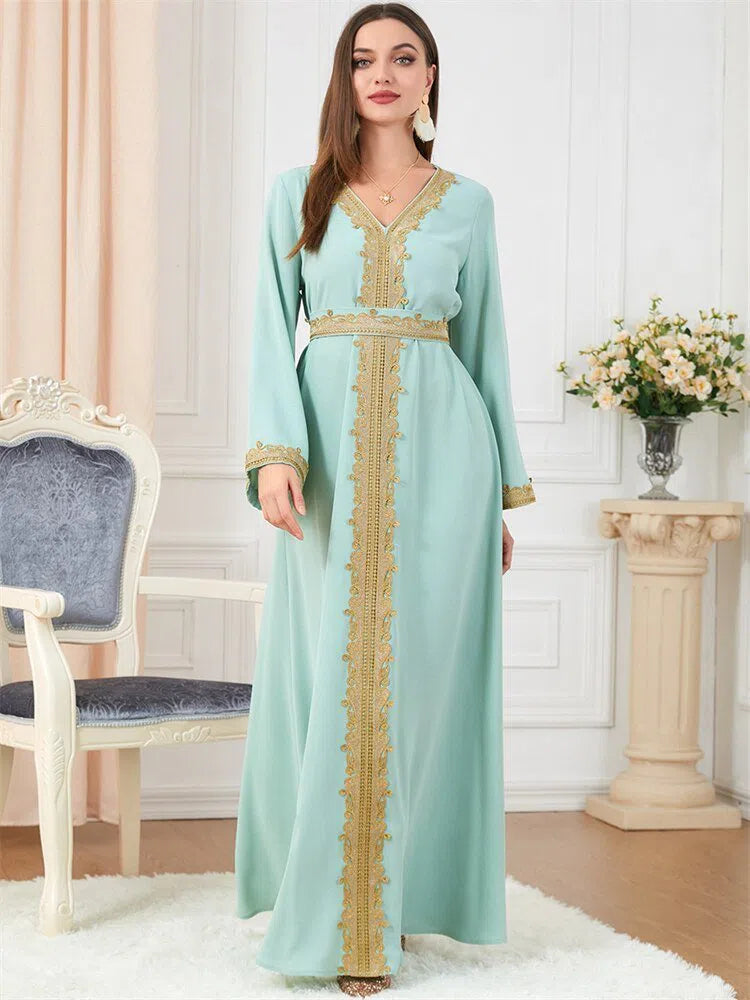 Women's Muslim's Abaya Turkish Moroccan Arabic Long Dress-Maas