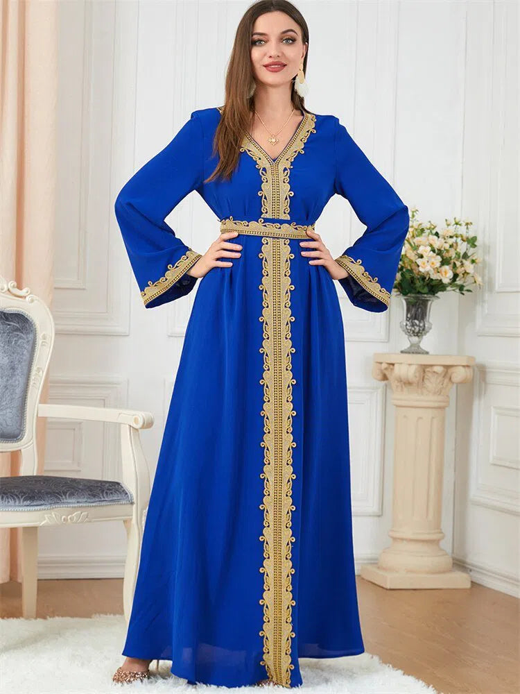 Women's Muslim's Abaya Turkish Moroccan Arabic Long Dress-Maas