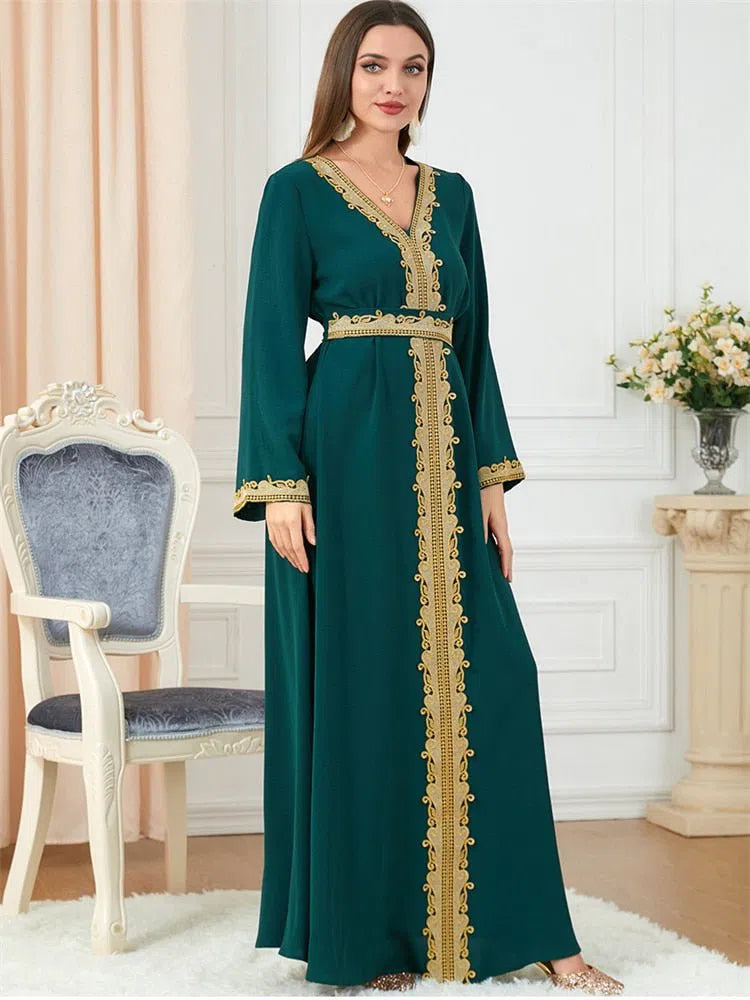 Women's Muslim's Abaya Turkish Moroccan Arabic Long Dress-Maas