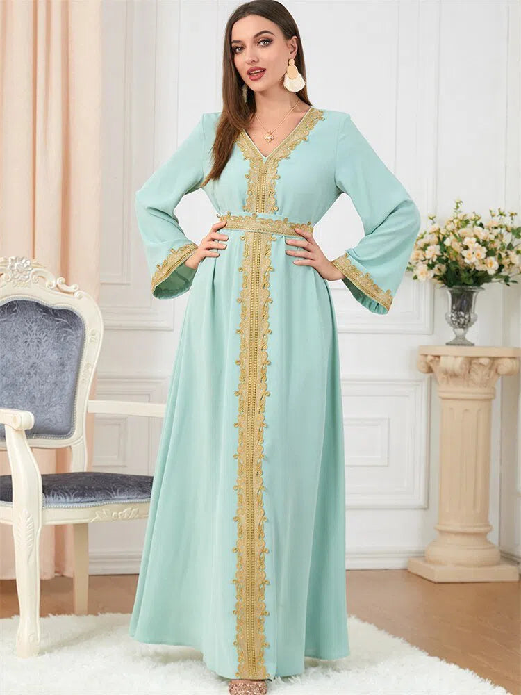 Women's Muslim's Abaya Turkish Moroccan Arabic Long Dress-Maas