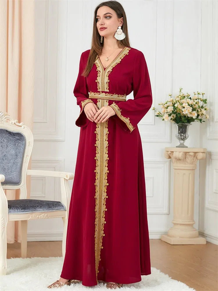 Women's Muslim's Abaya Turkish Moroccan Arabic Long Dress-Maas