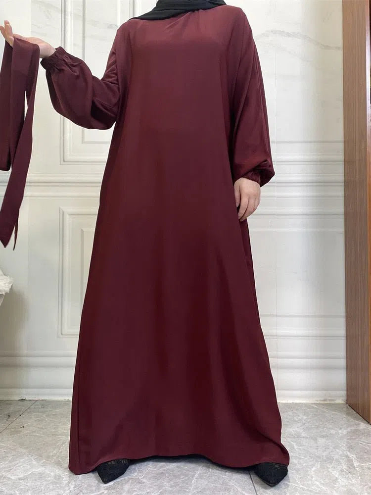 Women's Muslim's Simple Style Moroccan Turkish Abaya Long Dress-Maas