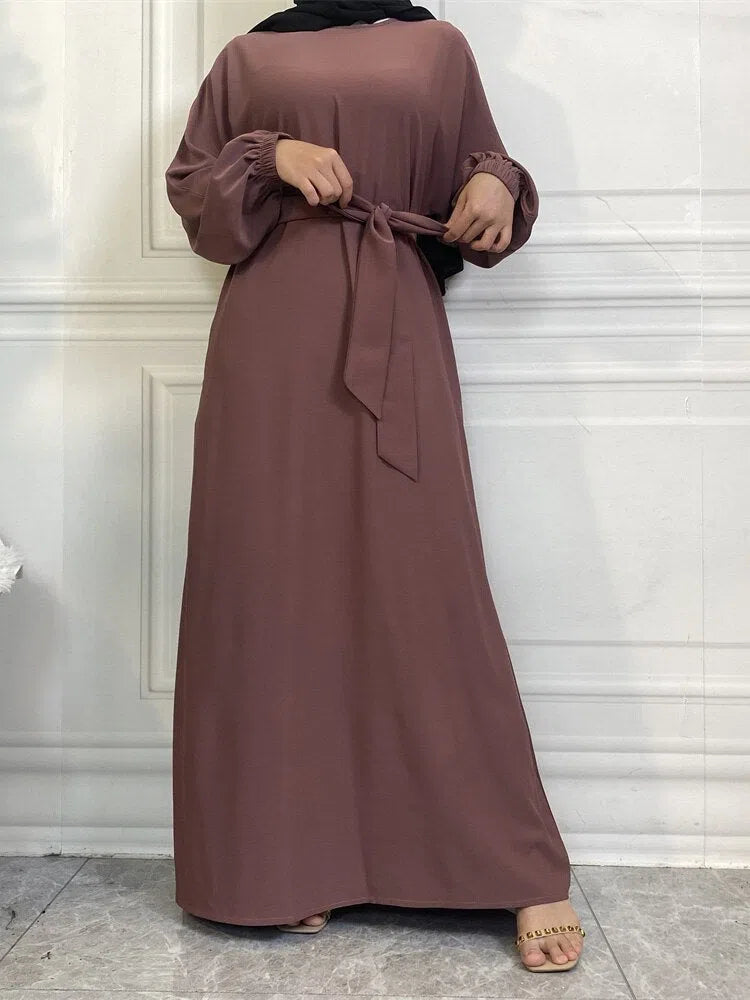 Women's Muslim's Simple Style Moroccan Turkish Abaya Long Dress-Maas