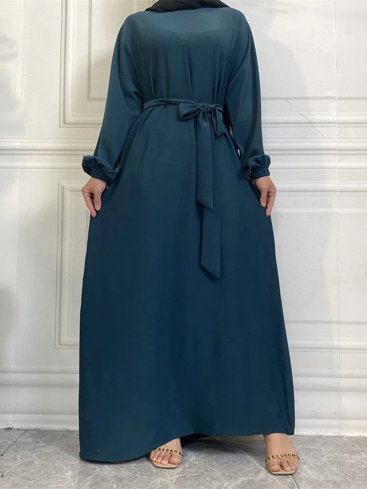 Women's Muslim's Simple Style Moroccan Turkish Abaya Long Dress-Maas