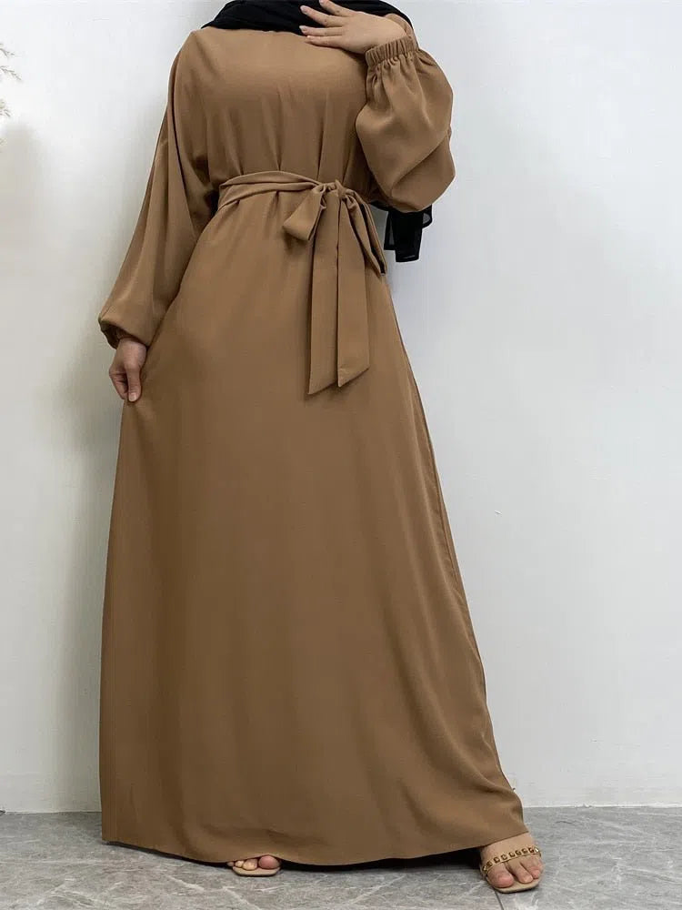 Women's Muslim's Simple Style Moroccan Turkish Abaya Long Dress-Maas