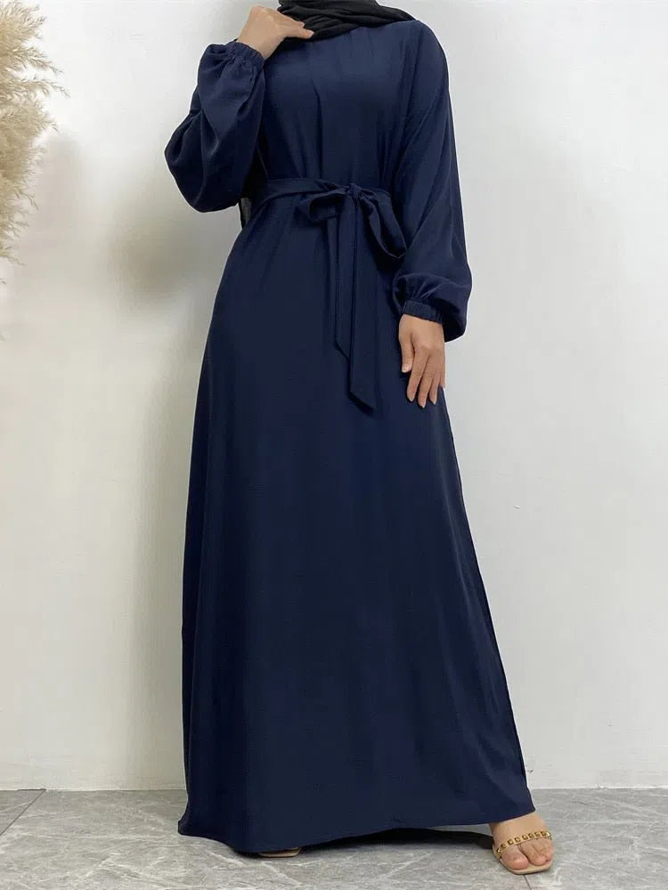 Women's Muslim's Simple Style Moroccan Turkish Abaya Long Dress-Maas