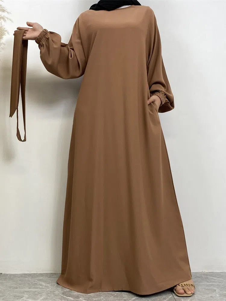 Women's Muslim's Simple Style Moroccan Turkish Abaya Long Dress-Maas